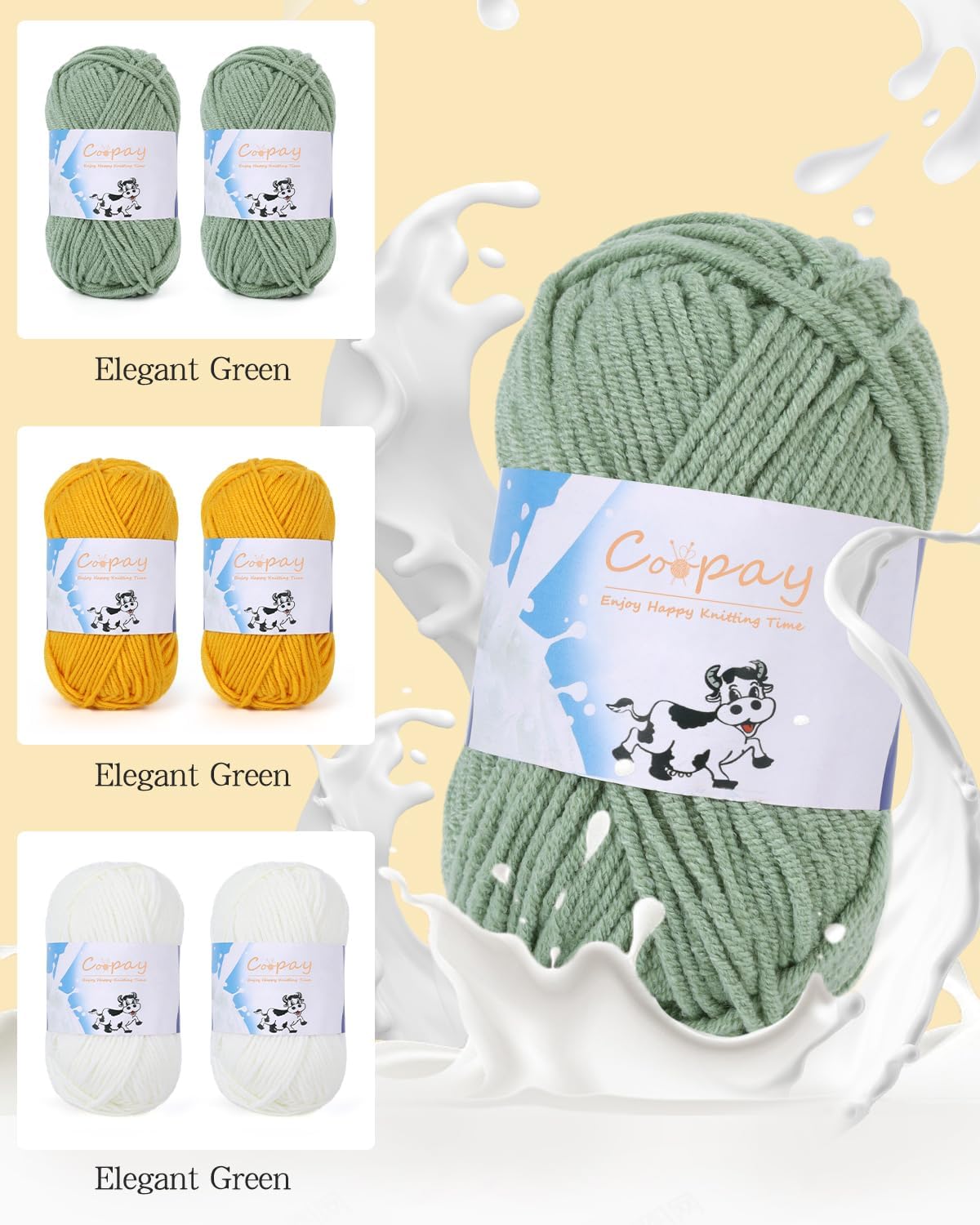 Cotton Blend Yarn for Crochet, Soft Granny Square Blanket Yarn | 50g/1.76oz Each Skein, 60% Cotton 40% Acrylic Soft Yarn for Handmade Blankets, Dolls, Scarves, Gloves & Shawls