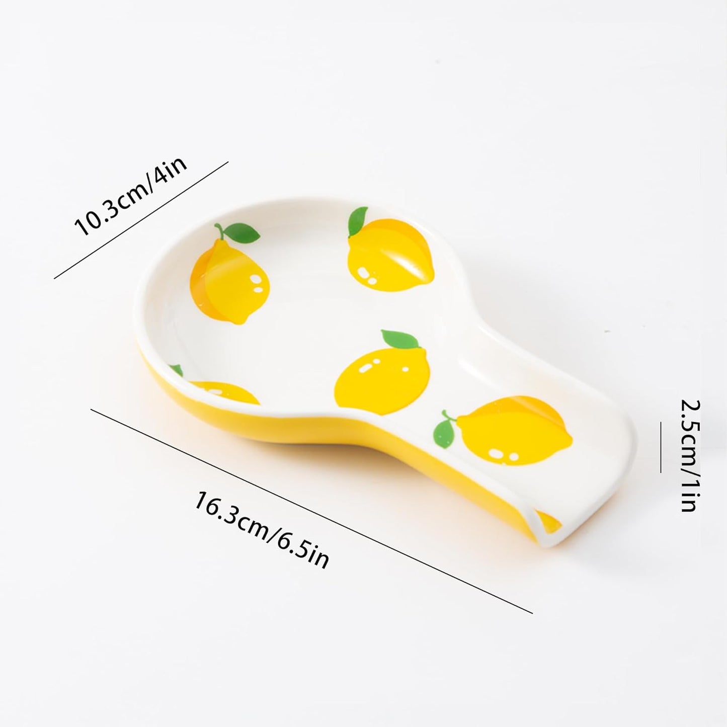 Porcelain Fruit Spoon Rest, Ceramic Utensil Rest for Stove & Countertop, Cute Spoon Holder, Ideal Gift for Housewarming, Mother's Day and Valentine’s Day (lemon)