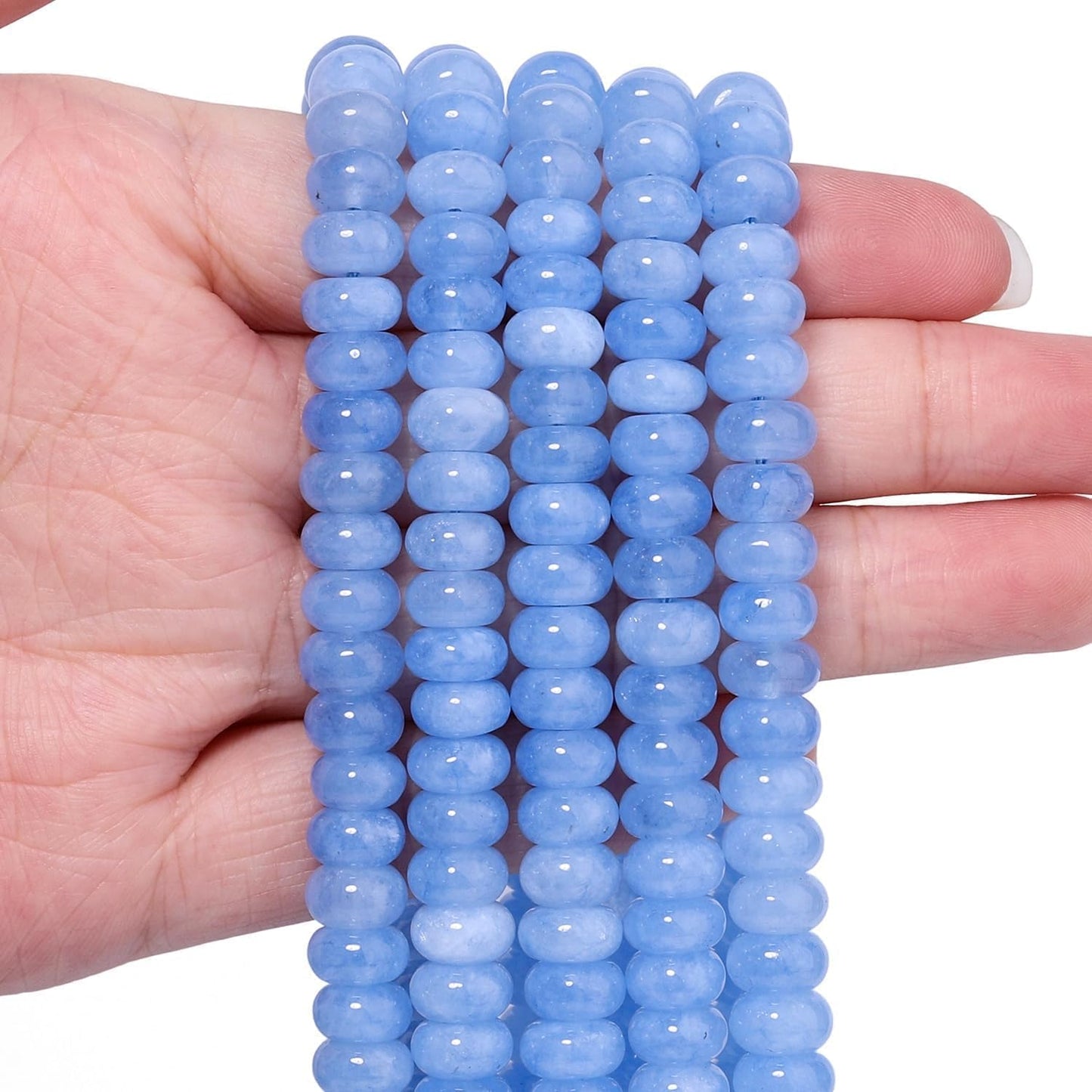 5x8mm Natural Green Lemon Jade Stone Rondelle Beads, 75PCS Spacer Round Loose Abacus Beads for Jewelry Making, Gemstone for Bracelet Necklace Earrings, Arts and Crafts - Colors D