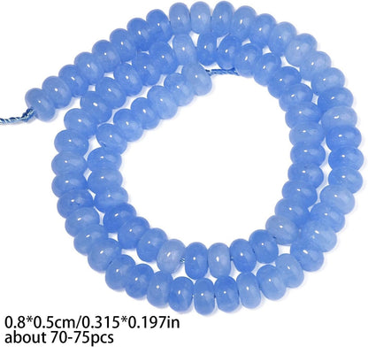 5x8mm Natural Green Lemon Jade Stone Rondelle Beads, 75PCS Spacer Round Loose Abacus Beads for Jewelry Making, Gemstone for Bracelet Necklace Earrings, Arts and Crafts - Colors D