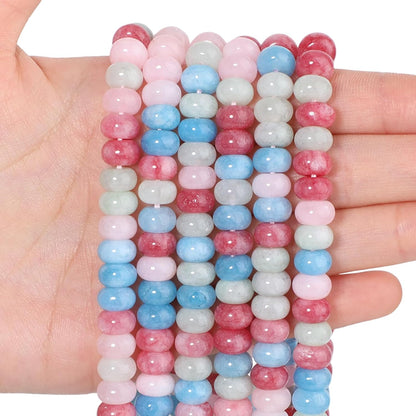 5x8mm Natural Green Lemon Jade Stone Rondelle Beads, 75PCS Spacer Round Loose Abacus Beads for Jewelry Making, Gemstone for Bracelet Necklace Earrings, Arts and Crafts - Colors D