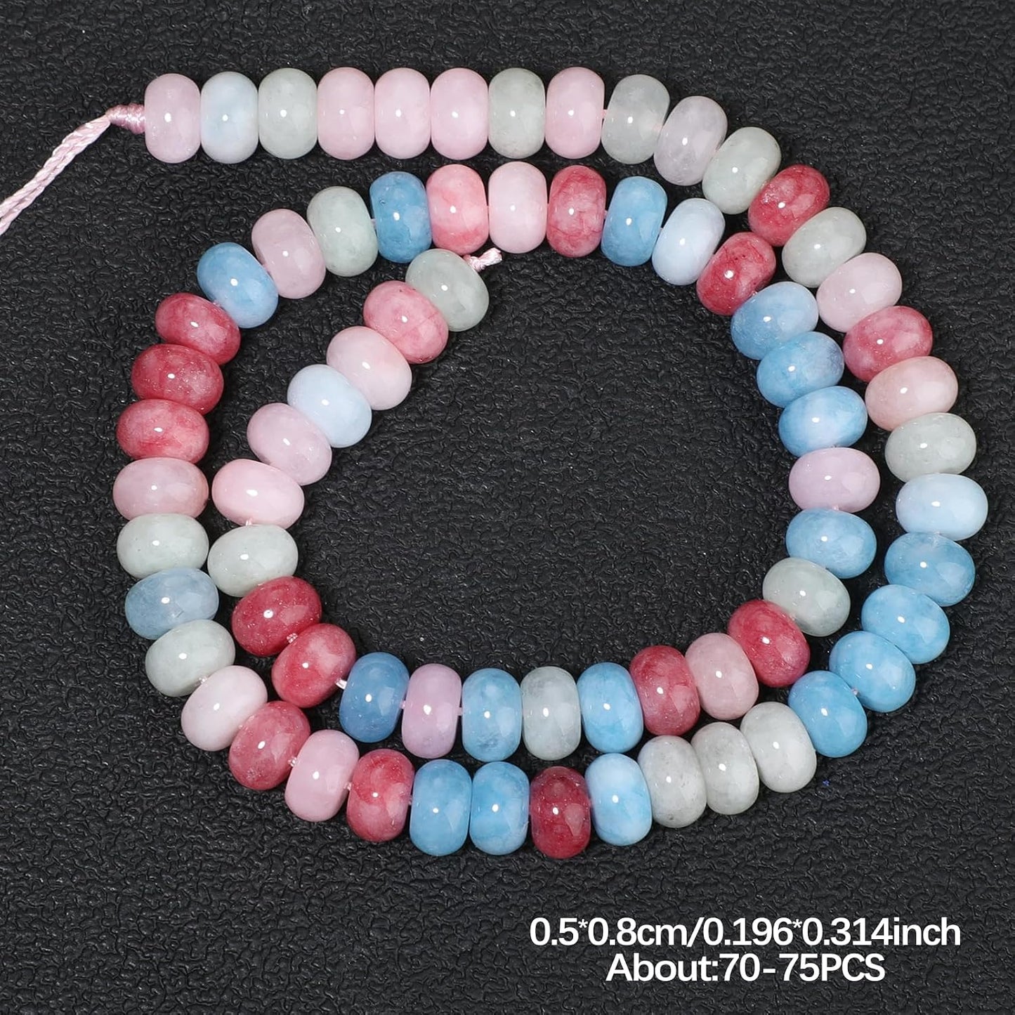 5x8mm Natural Green Lemon Jade Stone Rondelle Beads, 75PCS Spacer Round Loose Abacus Beads for Jewelry Making, Gemstone for Bracelet Necklace Earrings, Arts and Crafts - Colors D