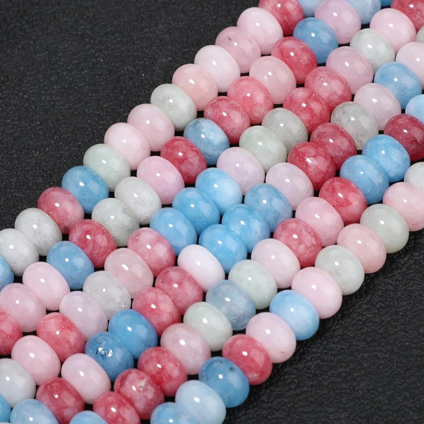 5x8mm Natural Green Lemon Jade Stone Rondelle Beads, 75PCS Spacer Round Loose Abacus Beads for Jewelry Making, Gemstone for Bracelet Necklace Earrings, Arts and Crafts - Colors D