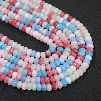 5x8mm Natural Green Lemon Jade Stone Rondelle Beads, 75PCS Spacer Round Loose Abacus Beads for Jewelry Making, Gemstone for Bracelet Necklace Earrings, Arts and Crafts - Colors D