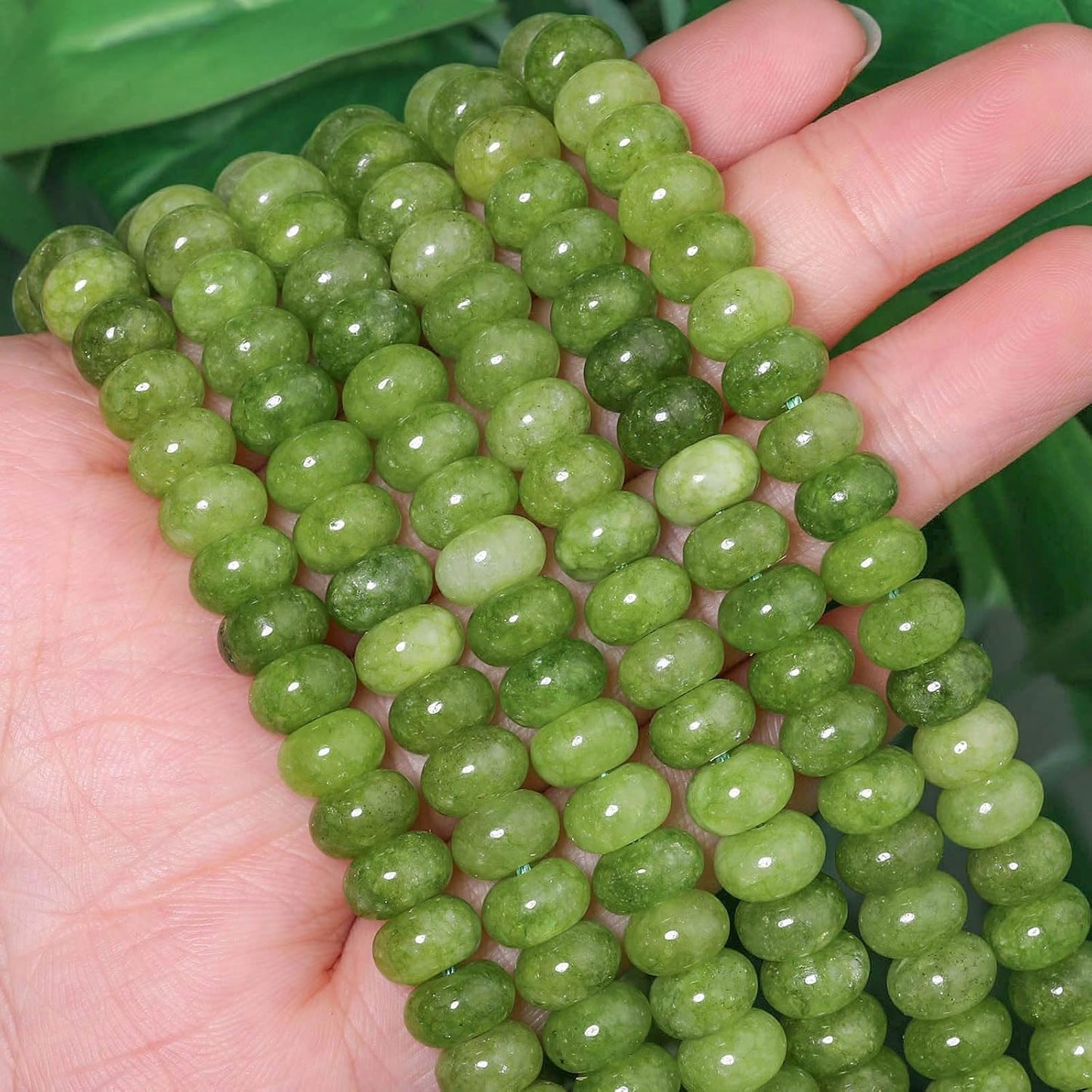 5x8mm Natural Green Lemon Jade Stone Rondelle Beads, 75PCS Spacer Round Loose Abacus Beads for Jewelry Making, Gemstone for Bracelet Necklace Earrings, Arts and Crafts - Colors D