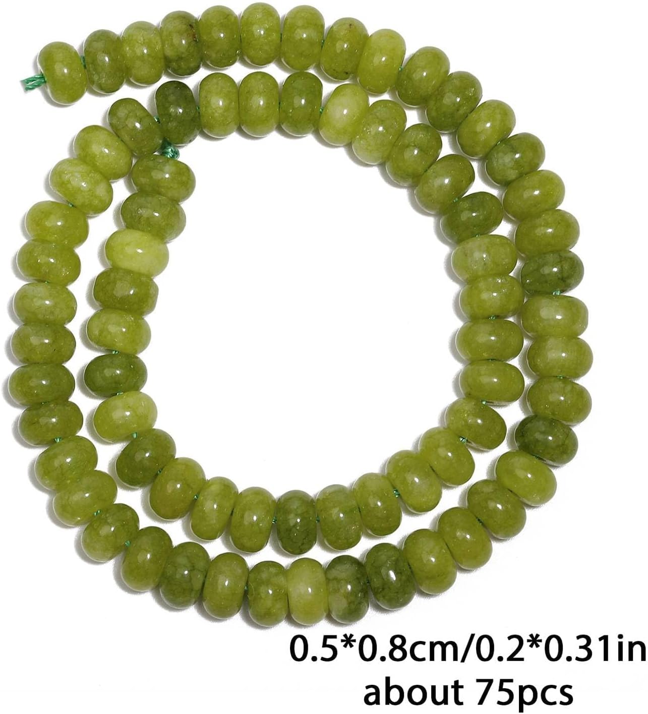 5x8mm Natural Green Lemon Jade Stone Rondelle Beads, 75PCS Spacer Round Loose Abacus Beads for Jewelry Making, Gemstone for Bracelet Necklace Earrings, Arts and Crafts - Colors D