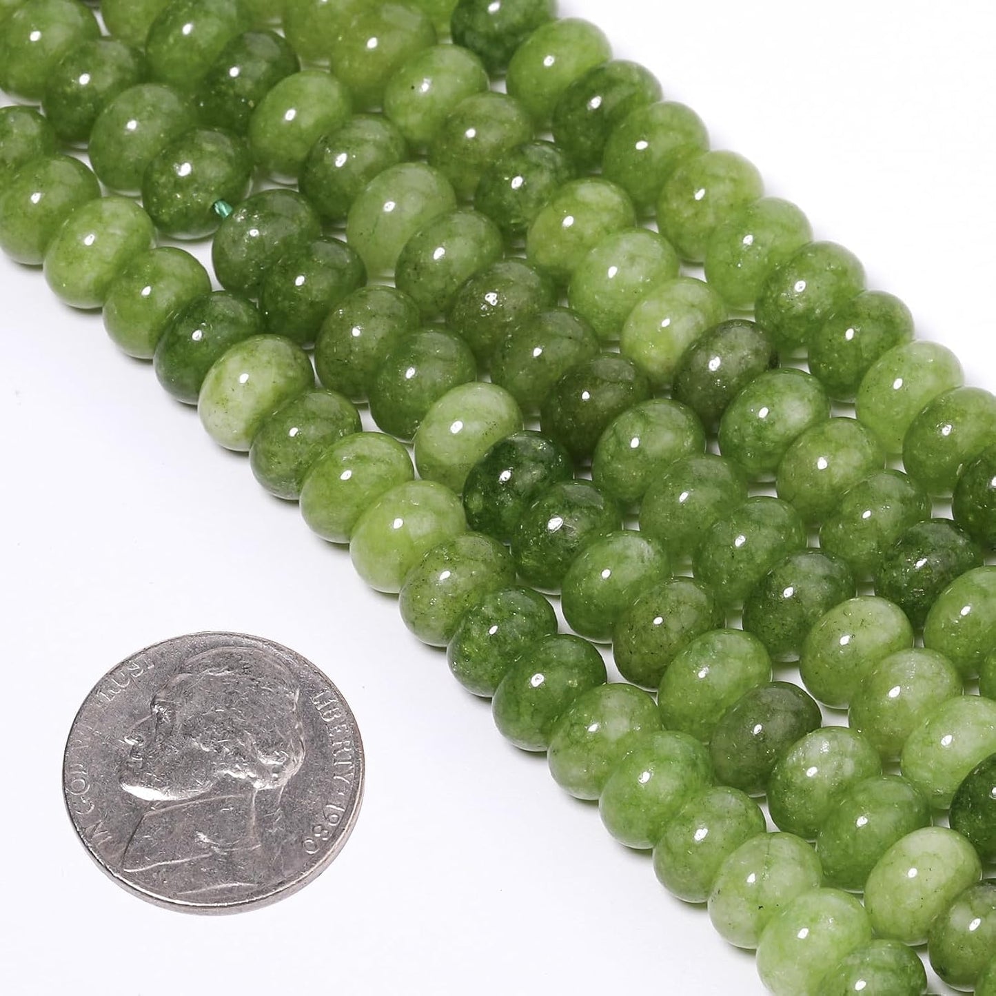 5x8mm Natural Green Lemon Jade Stone Rondelle Beads, 75PCS Spacer Round Loose Abacus Beads for Jewelry Making, Gemstone for Bracelet Necklace Earrings, Arts and Crafts - Colors D