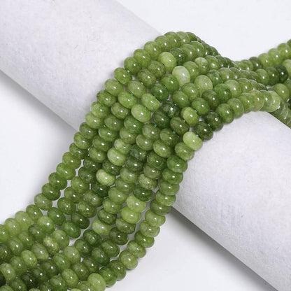 5x8mm Natural Green Lemon Jade Stone Rondelle Beads, 75PCS Spacer Round Loose Abacus Beads for Jewelry Making, Gemstone for Bracelet Necklace Earrings, Arts and Crafts - Colors D