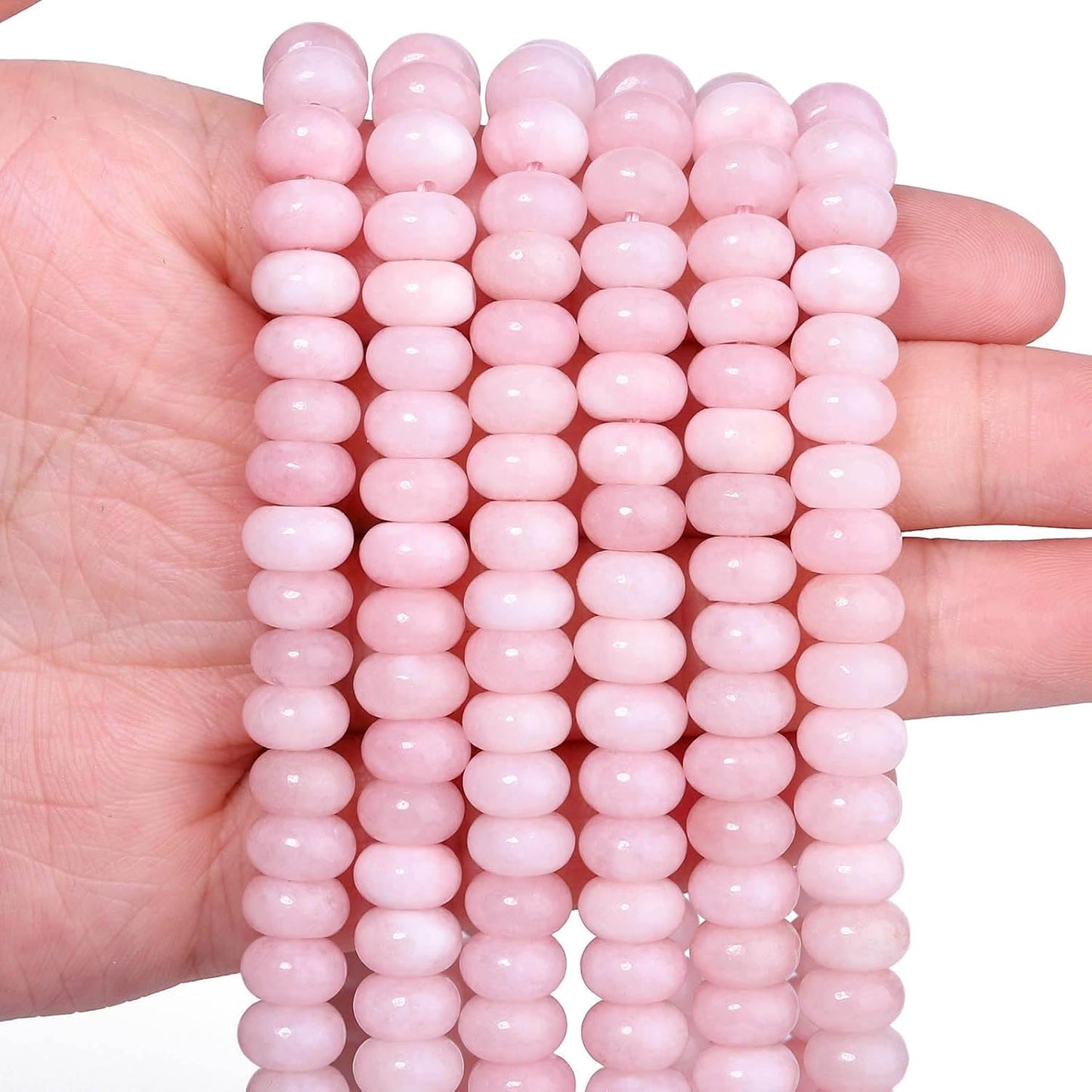 5x8mm Natural Green Lemon Jade Stone Rondelle Beads, 75PCS Spacer Round Loose Abacus Beads for Jewelry Making, Gemstone for Bracelet Necklace Earrings, Arts and Crafts - Colors D