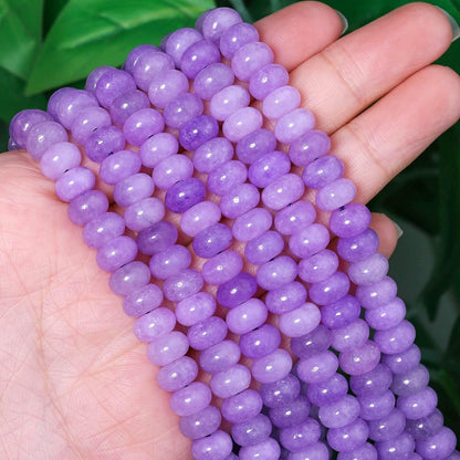 5x8mm Natural Green Lemon Jade Stone Rondelle Beads, 75PCS Spacer Round Loose Abacus Beads for Jewelry Making, Gemstone for Bracelet Necklace Earrings, Arts and Crafts - Colors D