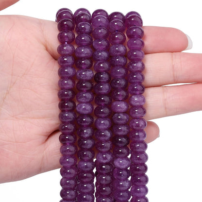 5x8mm Natural Green Lemon Jade Stone Rondelle Beads, 75PCS Spacer Round Loose Abacus Beads for Jewelry Making, Gemstone for Bracelet Necklace Earrings, Arts and Crafts - Colors D