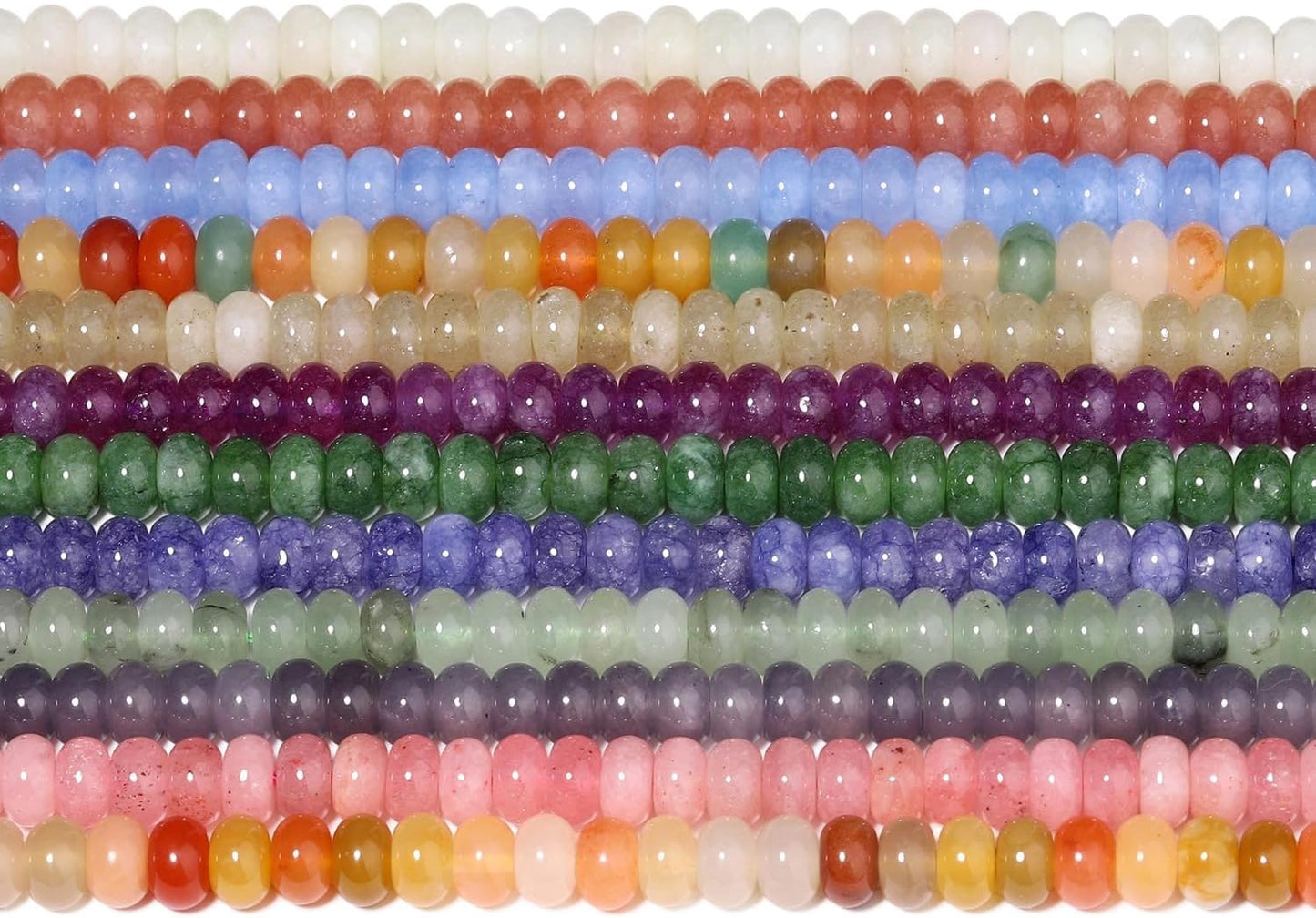 5x8mm Natural Green Lemon Jade Stone Rondelle Beads, 75PCS Spacer Round Loose Abacus Beads for Jewelry Making, Gemstone for Bracelet Necklace Earrings, Arts and Crafts - Colors D