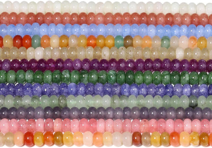 5x8mm Natural Green Lemon Jade Stone Rondelle Beads, 75PCS Spacer Round Loose Abacus Beads for Jewelry Making, Gemstone for Bracelet Necklace Earrings, Arts and Crafts - Colors D
