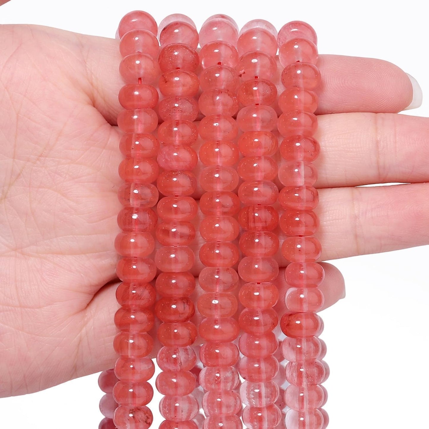 5x8mm Natural Green Lemon Jade Stone Rondelle Beads, 75PCS Spacer Round Loose Abacus Beads for Jewelry Making, Gemstone for Bracelet Necklace Earrings, Arts and Crafts - Colors D