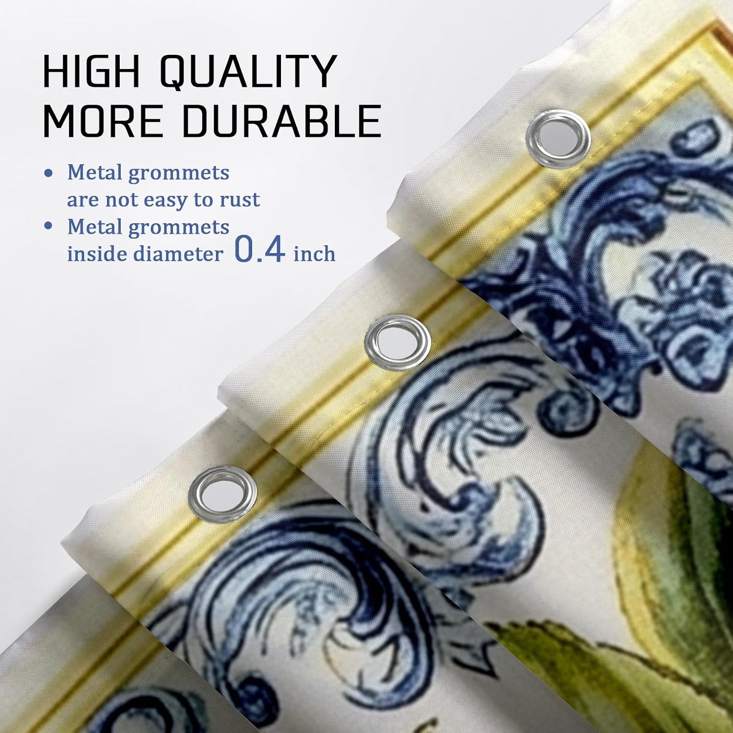 Lemon Themed Shower Curtain Set, Yellow Fruit Bath Mat Rugs Accessories for Bathroom Decor, Summer Modern Yellow Waterproof Fabric Shower Curtain Set with Hooks 72x72 Inch