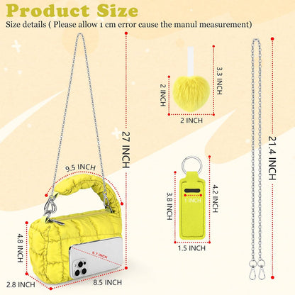 Two Sizes Quilted Wristlet Bag for Women, Puffer Handbags,Evening Bags,Charm Lipstick Bag