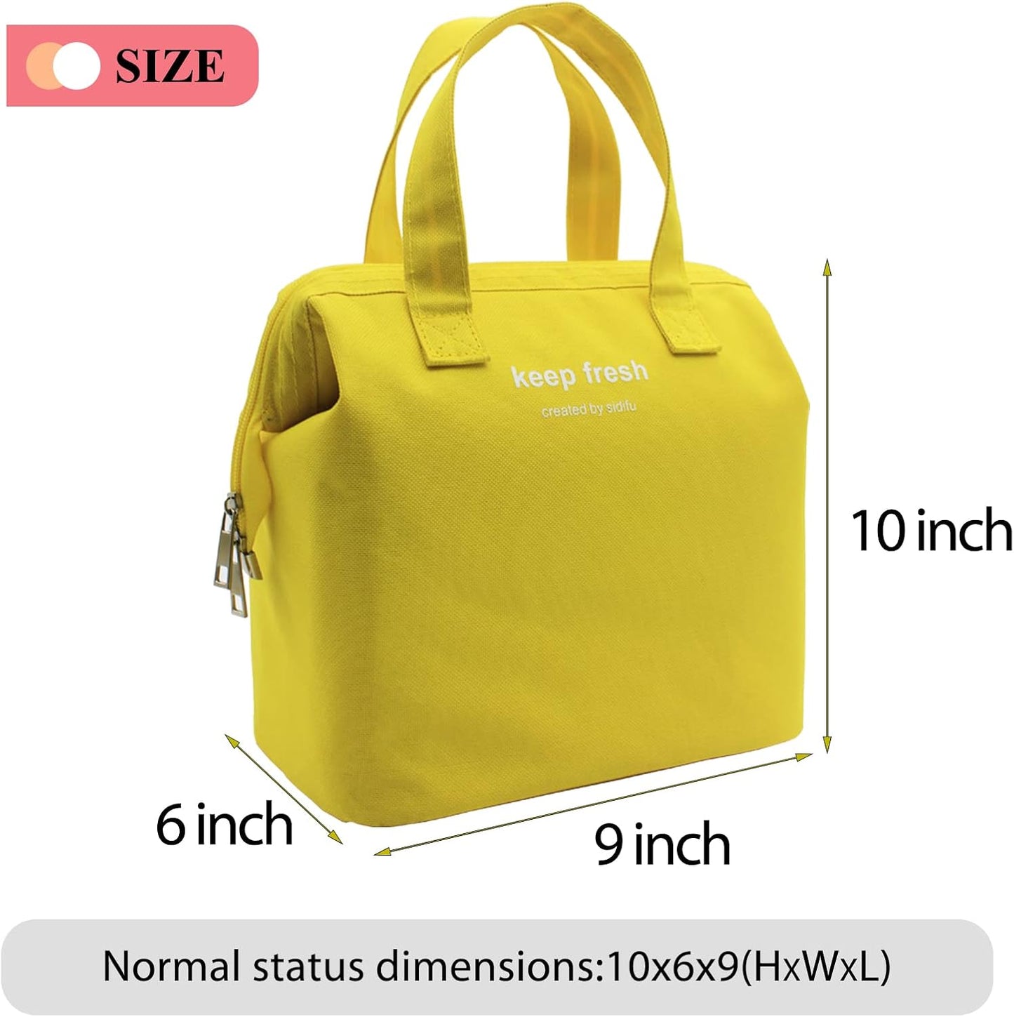 Insulated Lunch Bag Simple Bento Cooler Bag Lunch Tote Bag for Lunch Box for Women Men Adult Picnic Working Hiking Beach (Yellow)