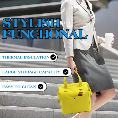 Insulated Lunch Bag Simple Bento Cooler Bag Lunch Tote Bag for Lunch Box for Women Men Adult Picnic Working Hiking Beach (Yellow)