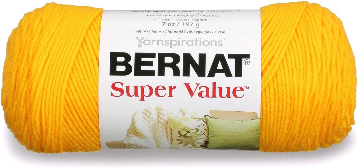Super Value Yarn, 5 oz, Bright Yellow, 1 Ball