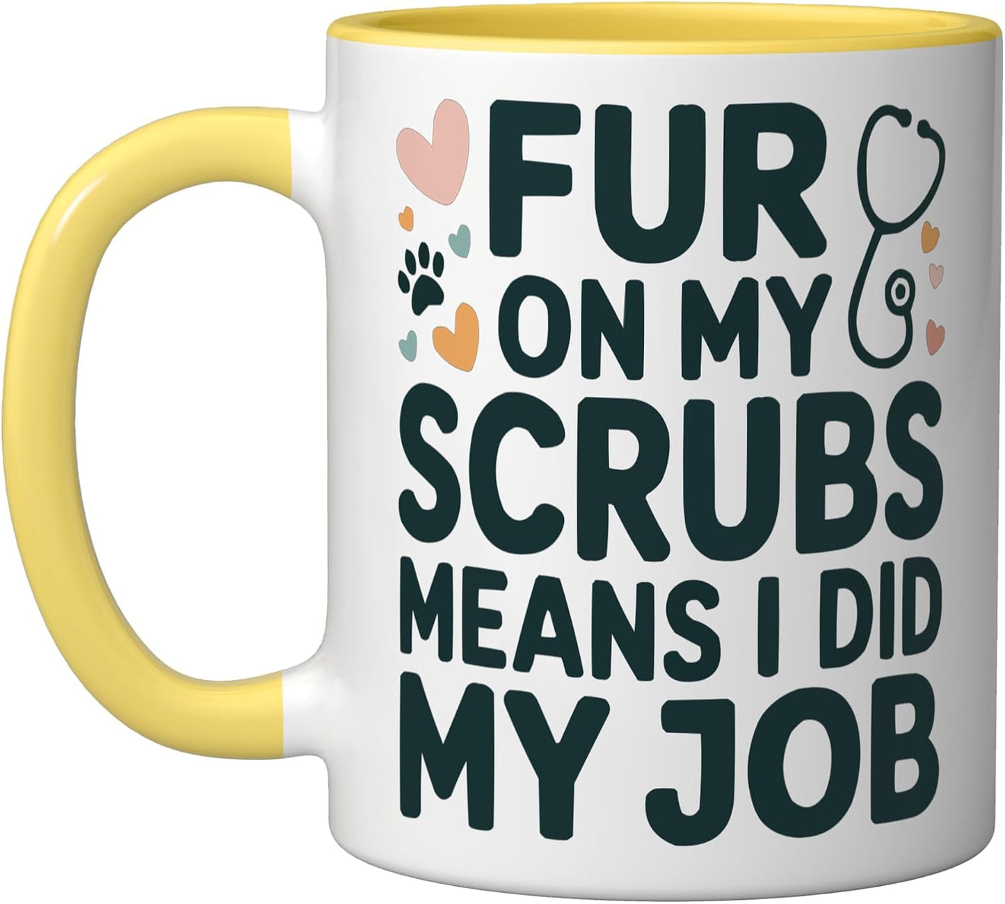 Veterinary Assistant Veterinarian Pet Animal Care Ceramic Mug, Yellow/White, 11oz