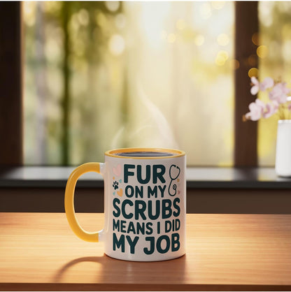 Veterinary Assistant Veterinarian Pet Animal Care Ceramic Mug, Yellow/White, 11oz