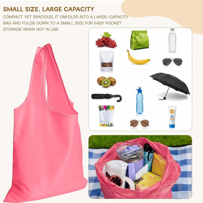 2 Pack Foldable Shopping Bag, Reusable Grocery Tote Bag, Yellow | Waterproof Nylon, 35 Pounds Weight Capacity, Pocket Size Carrier