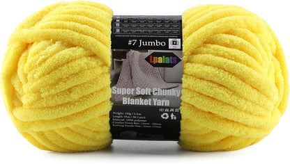 Super Soft Chunky Chenille Yarn for Crocheting & Knitting - 3.52oz/38.2yd per Skein, Ultra Plush Velvet Yarn for Baby Blankets, Amigurumi & Crafts, Golden Yellow, 1 Skein