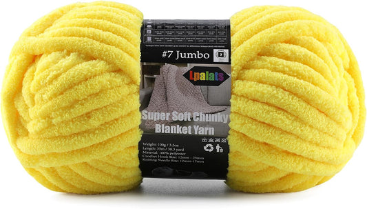 Super Soft Chunky Chenille Yarn for Crocheting & Knitting - 3.52oz/38.2yd per Skein, Ultra Plush Velvet Yarn for Baby Blankets, Amigurumi & Crafts, Golden Yellow, 1 Skein