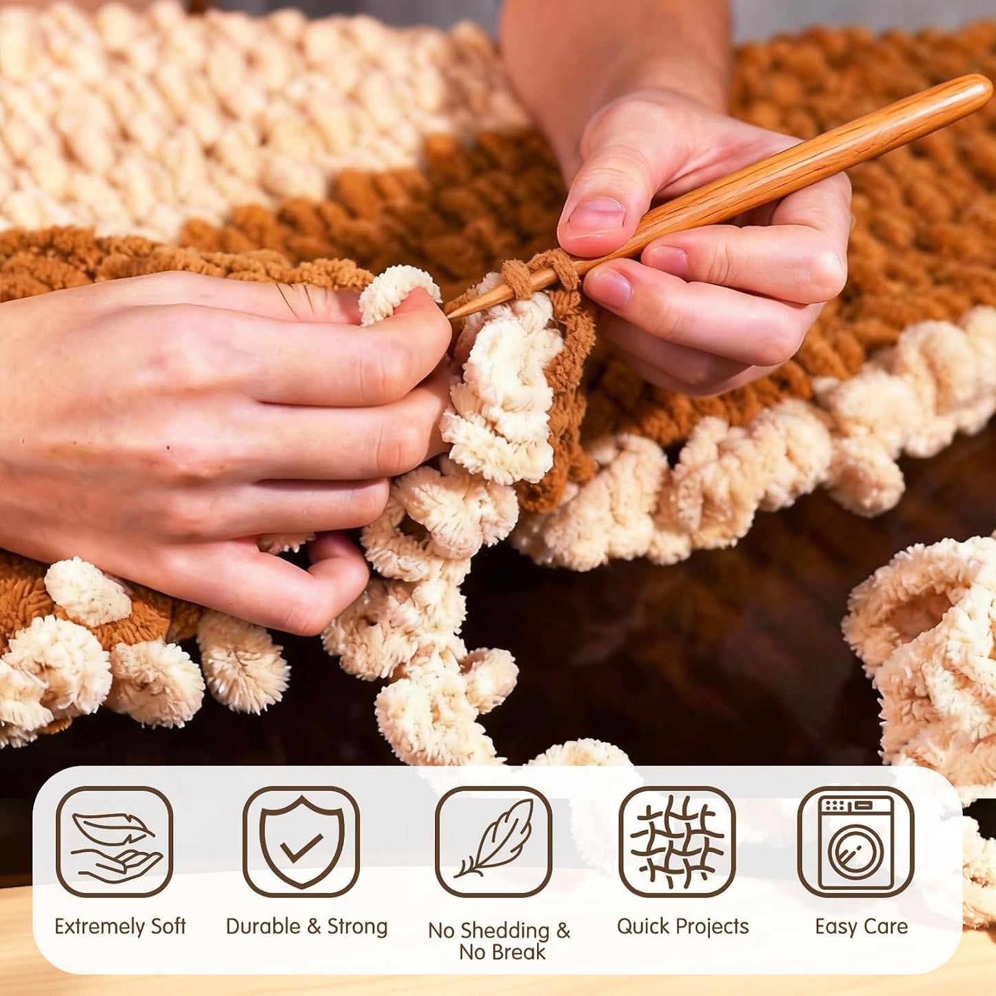 Super Soft Chunky Chenille Yarn for Crocheting & Knitting - 3.52oz/38.2yd per Skein, Ultra Plush Velvet Yarn for Baby Blankets, Amigurumi & Crafts, Golden Yellow, 1 Skein