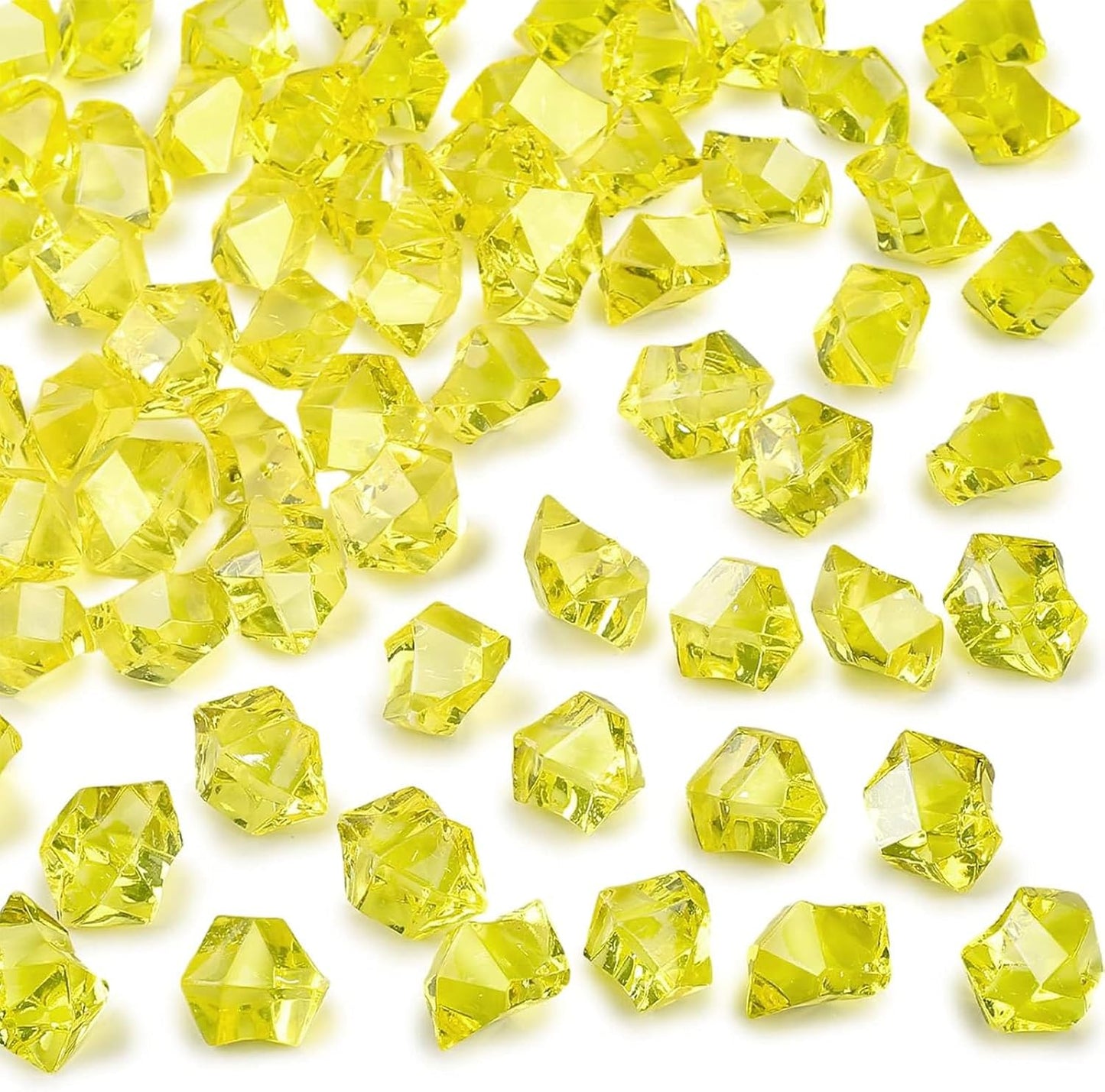 Yellow Fake Ice Rocks, 150 PCS Acrylic Crystal for Vase Fillers | Fake Diamonds for Table Centerpieces Birthday Party Decor, Fish Tanks Decor Table Scatter DIY Craft Supplies