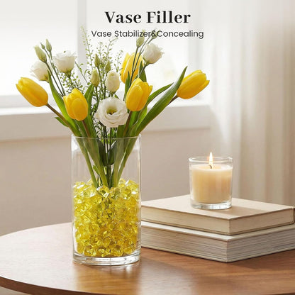 Yellow Fake Ice Rocks, 150 PCS Acrylic Crystal for Vase Fillers | Fake Diamonds for Table Centerpieces Birthday Party Decor, Fish Tanks Decor Table Scatter DIY Craft Supplies