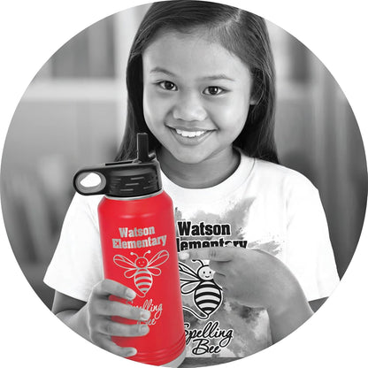 Dog Mom Paw Heart Water Bottle 20 oz - Laser Engraved w/Flip Top Removable Straw - Polar Camel - Stainless - Vacuum Insulated - Drinkware - Love Pets Animals Dogs Canine