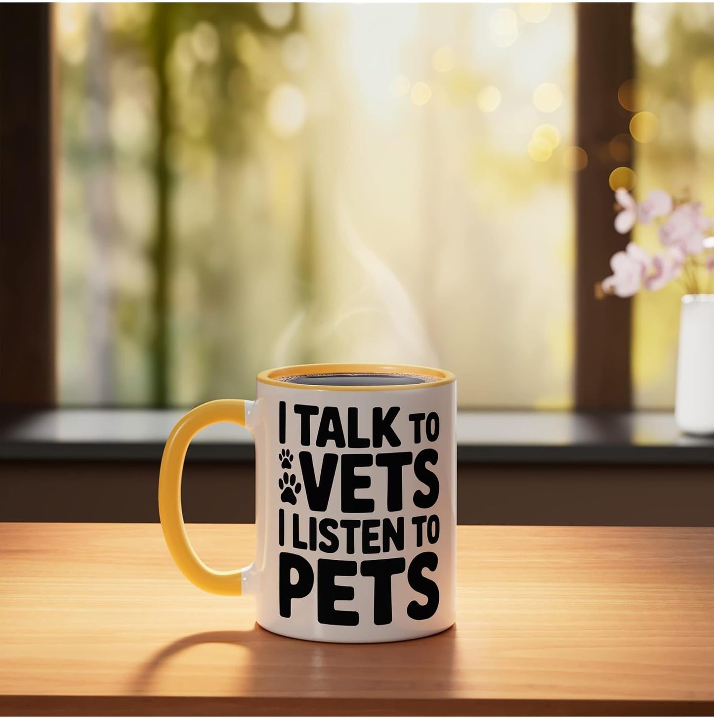 Veterinary Surgeon Veterinarian Pet Animal Care Ceramic Mug, Yellow/White, 11oz