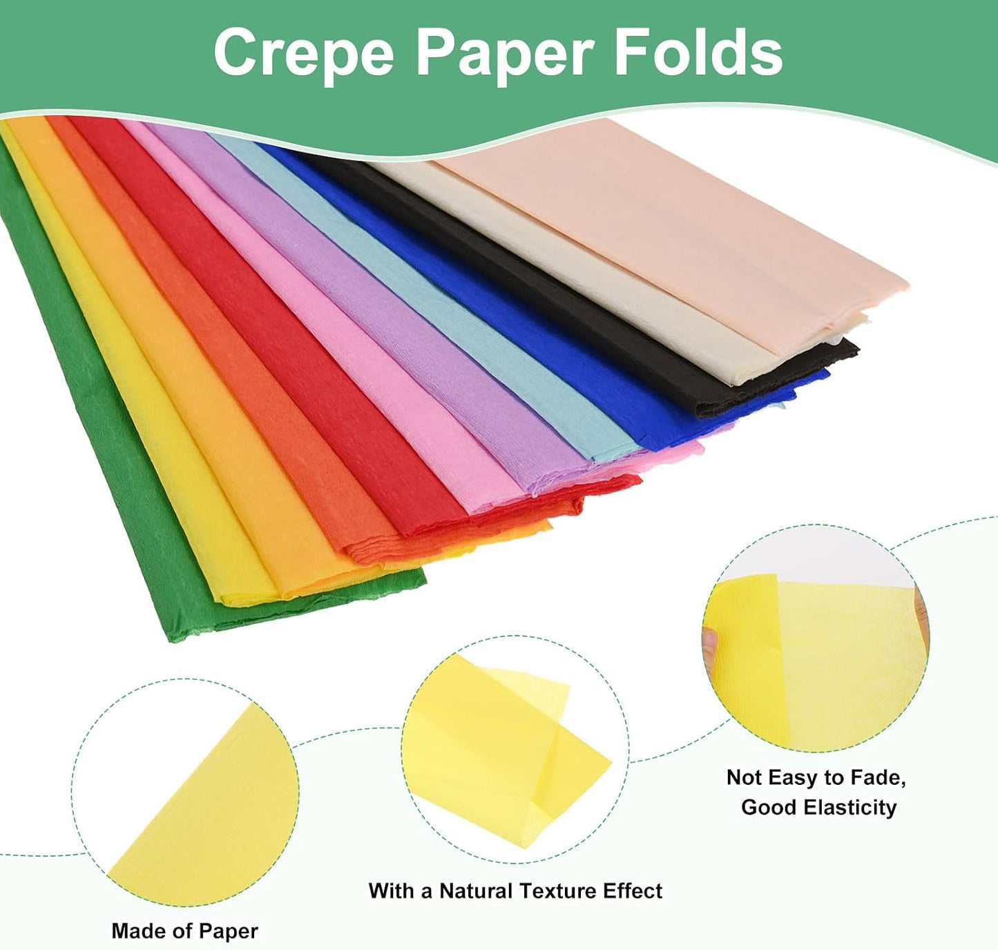 20-Pack Crepe Paper, 3.3ft x 20 Inch /100 x 50cm Soft Wide Crepe Paper Streamer Sheet, Decorative Craft Streamer for DIY Craft/Flower Making/Decoration [Lemon Yellow]
