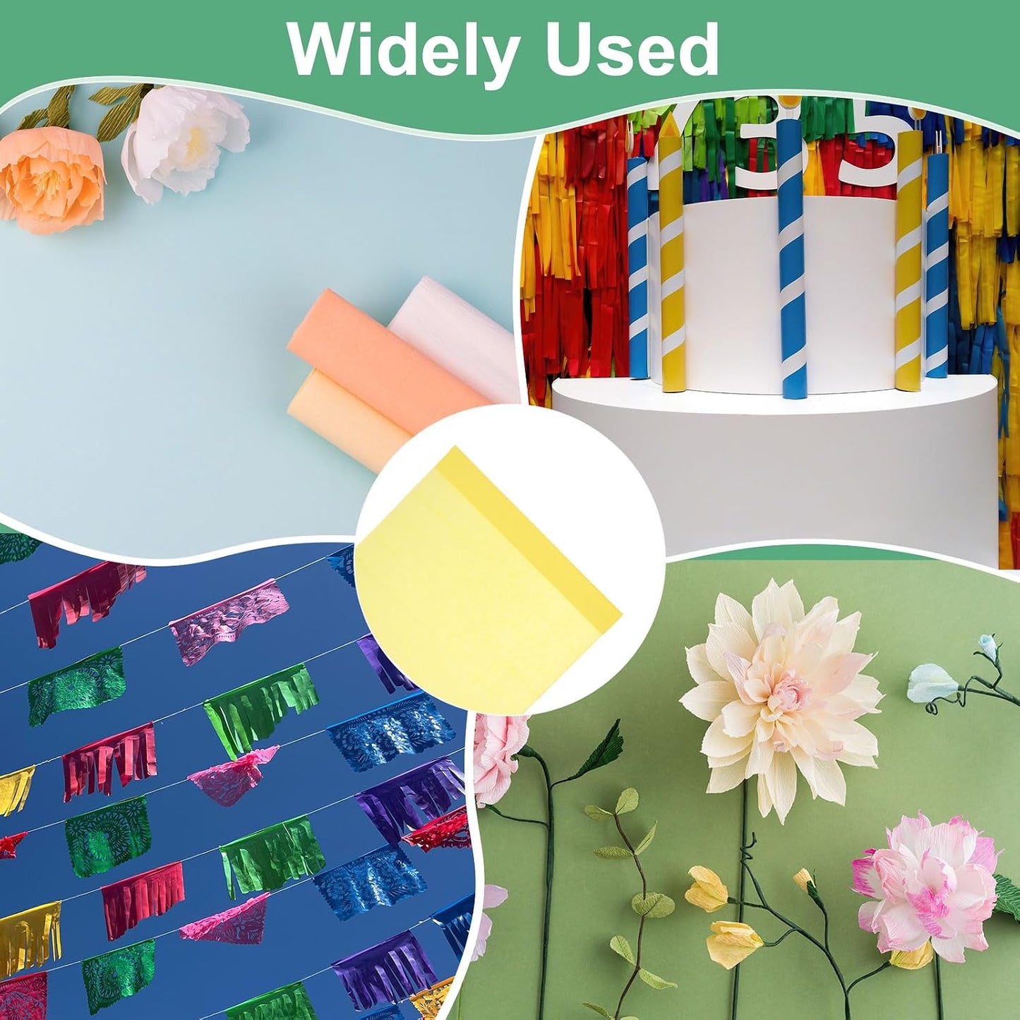 20-Pack Crepe Paper, 3.3ft x 20 Inch /100 x 50cm Soft Wide Crepe Paper Streamer Sheet, Decorative Craft Streamer for DIY Craft/Flower Making/Decoration [Lemon Yellow]