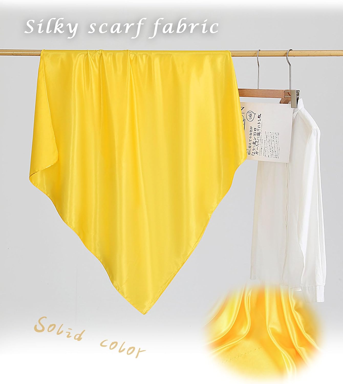 Women 35“ Large Satin Scarf Solid Color Silk Feel Square Wraps Big Hair Bandanas 90cm Headscarf Necktie
