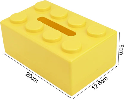 Unique and Practical Building Block Tissue Box, Spacious and Organized(Yellow)