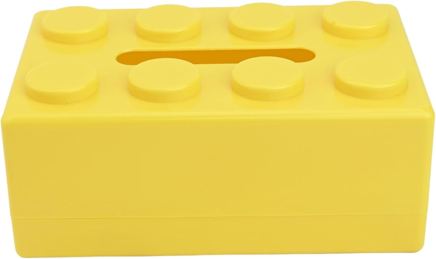 Unique and Practical Building Block Tissue Box, Spacious and Organized(Yellow)