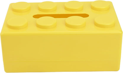 Unique and Practical Building Block Tissue Box, Spacious and Organized(Yellow)