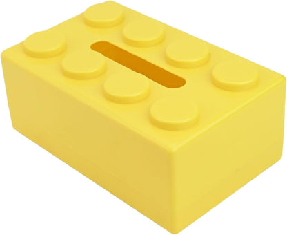 Unique and Practical Building Block Tissue Box, Spacious and Organized(Yellow)