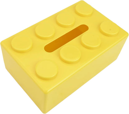 Unique and Practical Building Block Tissue Box, Spacious and Organized(Yellow)