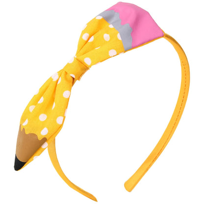 Cute Yellow Pencil Bow Headband for Girls Hair Accessories Outfit
