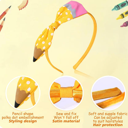 Cute Yellow Pencil Bow Headband for Girls Hair Accessories Outfit