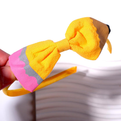 Cute Yellow Pencil Bow Headband for Girls Hair Accessories Outfit