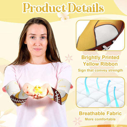 4 Pairs Childhood Cancer Awareness Arm Sleeve Football Yellow Gold Ribbon Stretchable Sleeves September Accessories Items for Women Men Team Gifts