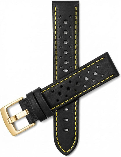Mens Leather Rally Strap, Perforated Racing Watch Band, 18-24mm, Reg/XL | 13 Colors, 18mm-24mm Breathable Perforated Soft Italian Leather Racing Watch Band, Rally Strap for Men, Reg / Extra Long
