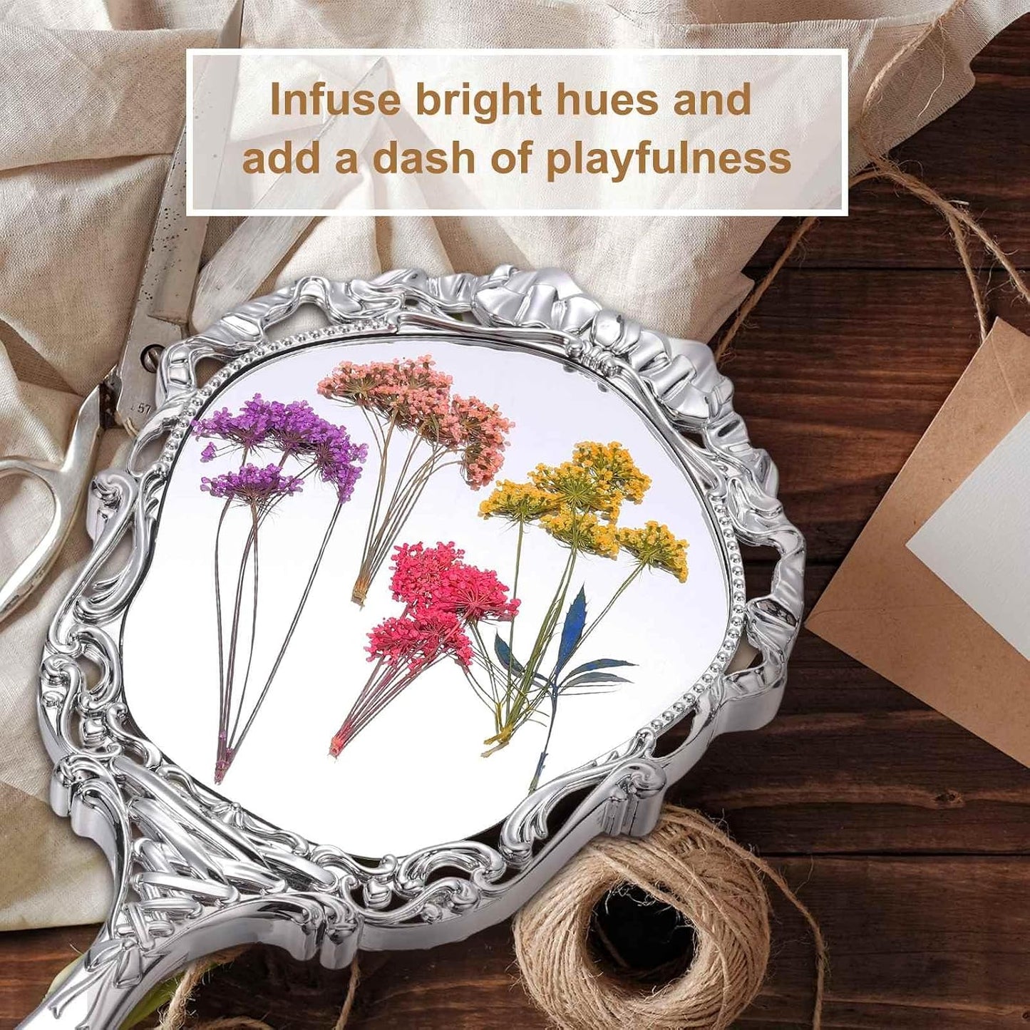 12 Pcs Natural Dried Pressed Flowers for Craft, Lace Real Pressed Dried Flowers Colorful Bouquets for Resin Moulds DIY Scrapbooking Candle Jewelry Making, Yellow