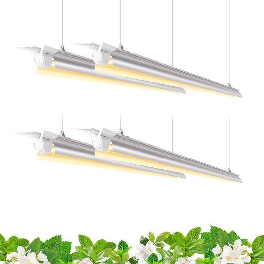 Full Spectrum LED Grow Light, 168W(4 x 42W), Grow Light Strips for Indoor Plant, 4FT Plant Grow Light, T8 Growing Lamp Fixture, Yellow, 4-Pack