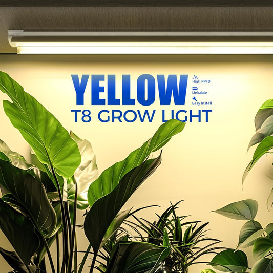 Full Spectrum LED Grow Light, 168W(4 x 42W), Grow Light Strips for Indoor Plant, 4FT Plant Grow Light, T8 Growing Lamp Fixture, Yellow, 4-Pack