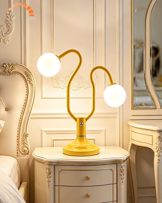 Lightdot Modern Globe Table Lamp Dimmable Yellow Ambient Night Light Nightstand Vintage Desk Lamp 2 Bulbs Included Magic DIY Arm Warmwhite Kids Bedside Lamps for Bedroom Living Room Nursery Decor Gift